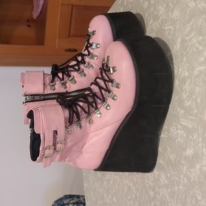 Pink Demonia Kiara boots, size 9